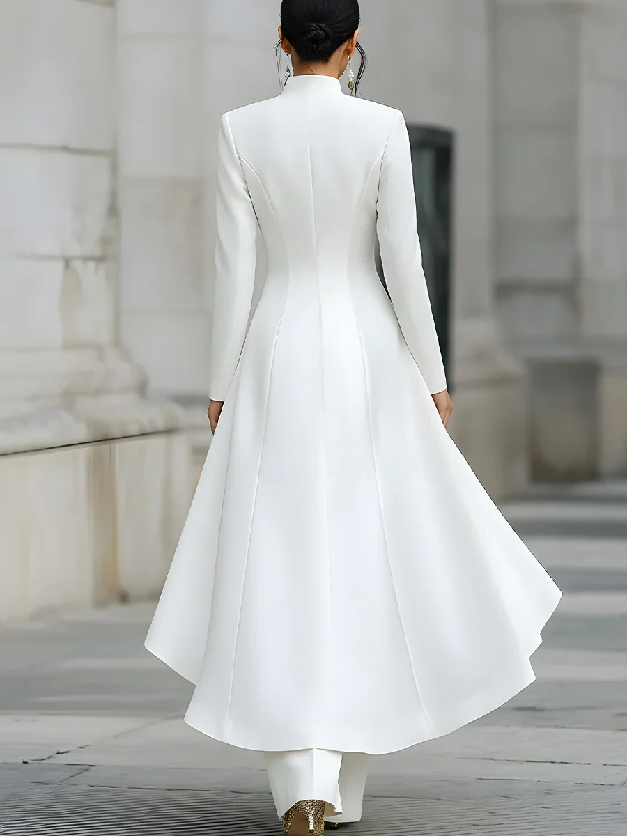 Urban Buttoned Plain Stand Collar Coat