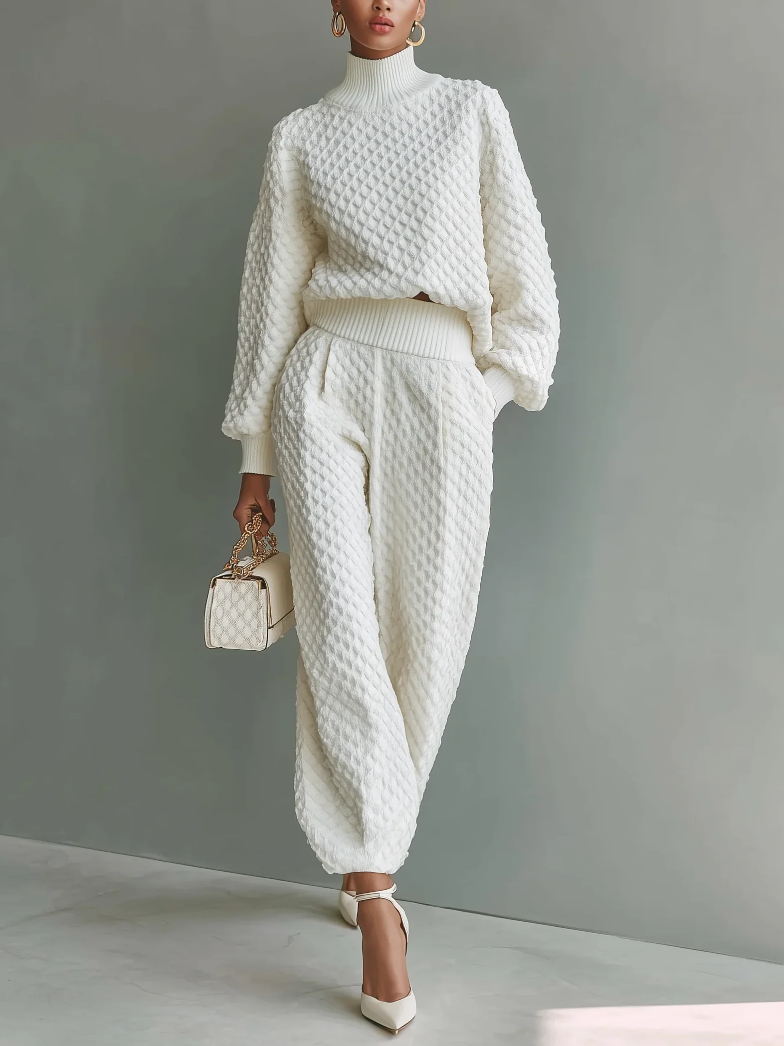 Urban Plain Pockets Ankle Banded Sweater Pants