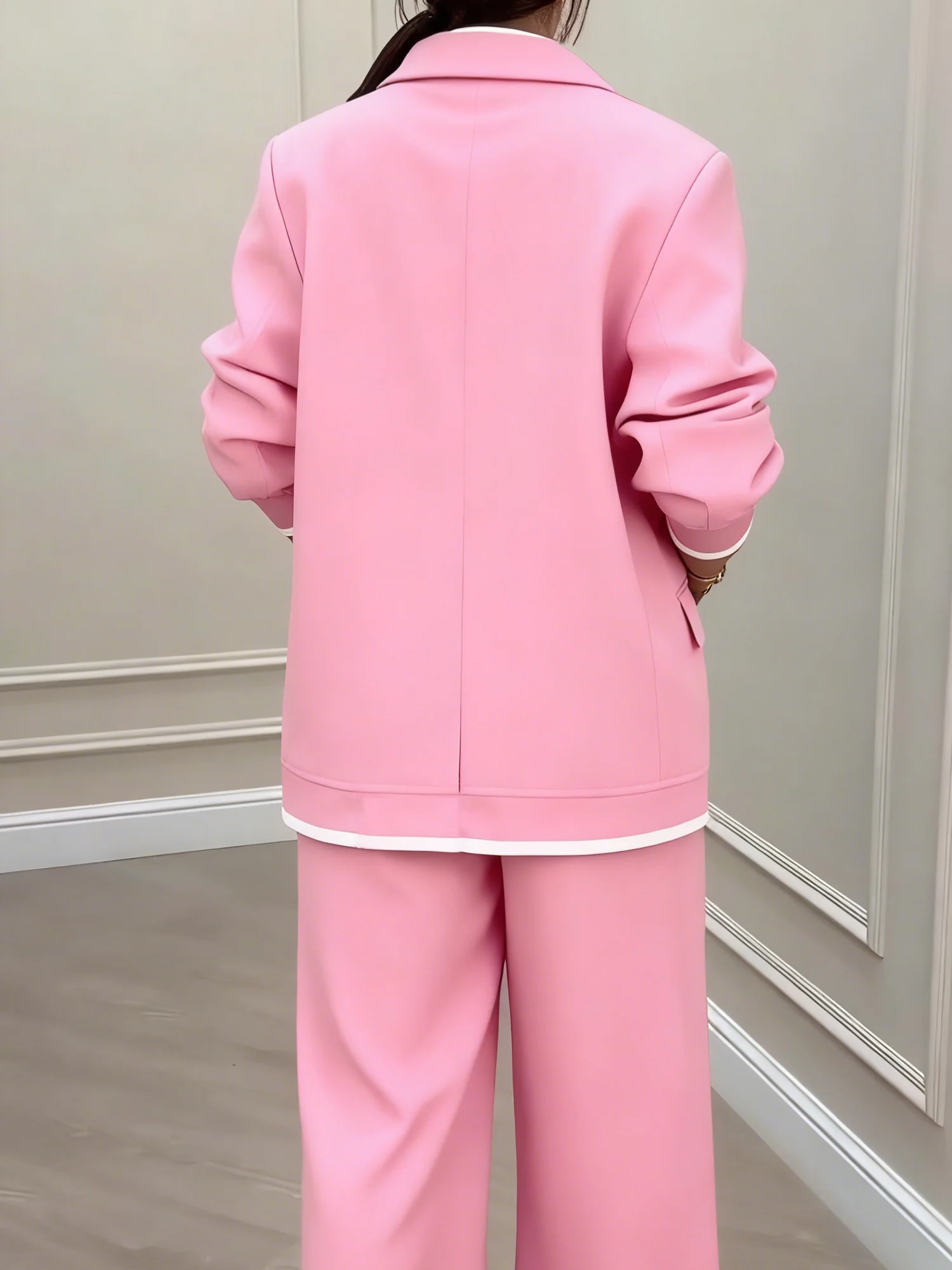 Urban Color Block Lapel Collar Blazer