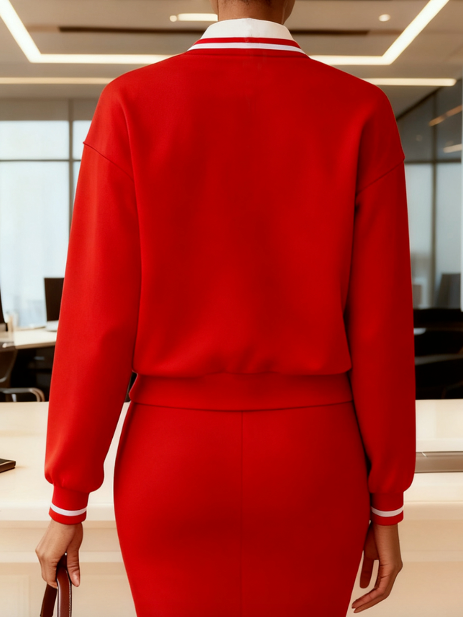 Urban Color Block Shirt Collar Sweatshirt