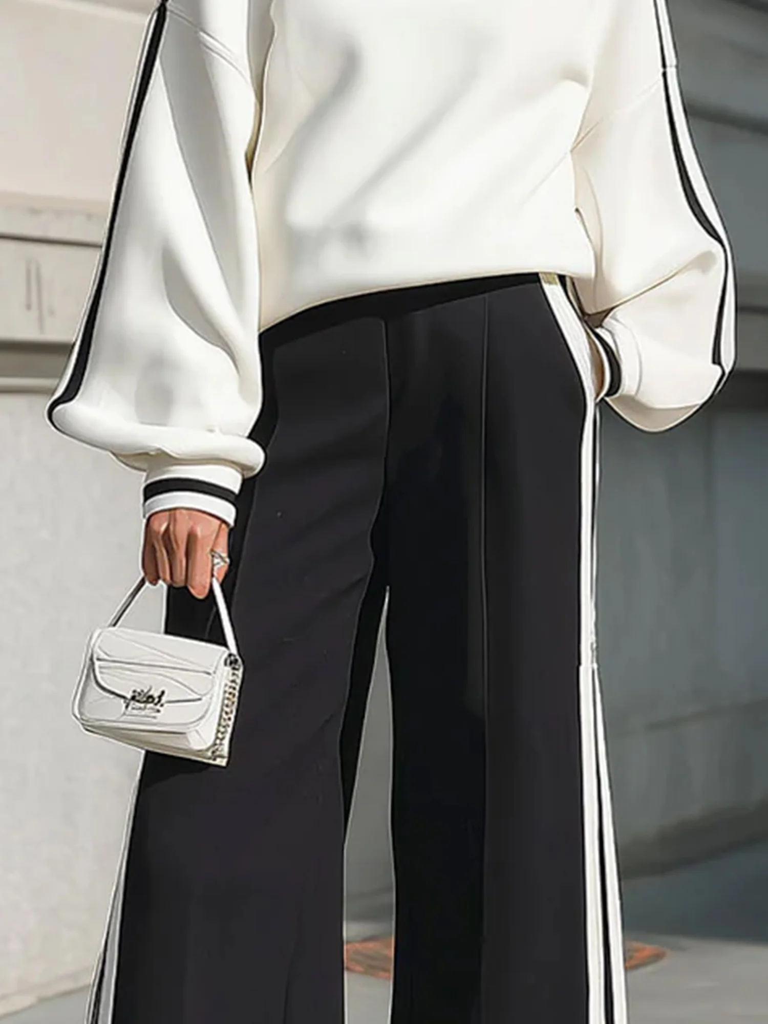 Casual Color Block Binding Stand Collar Raglan Sleeves Sweatshirt