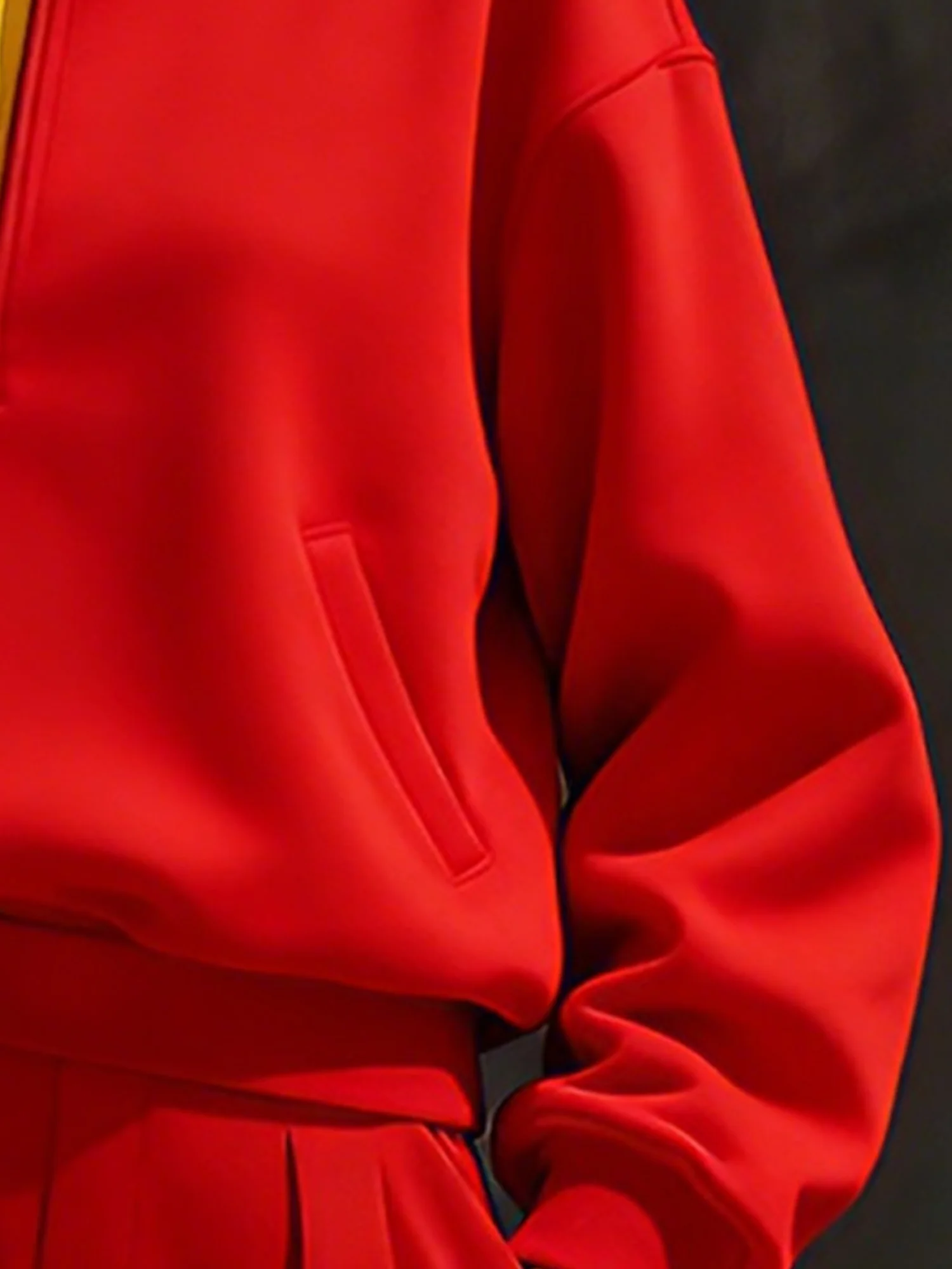 Casual Plain Zipper Half Open Collar Sweatshirt