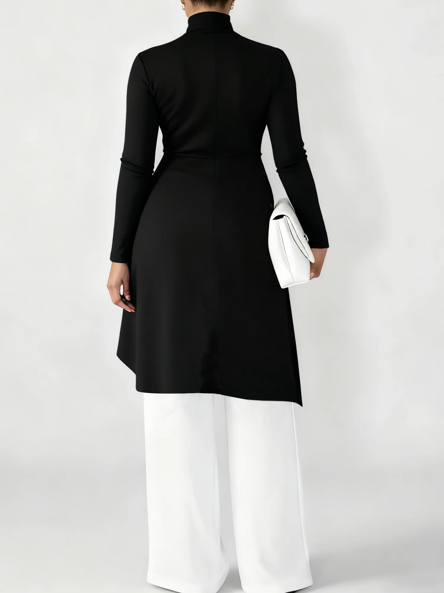 Urban Plain Irregular Craftsmanship Stand Collar Blouse