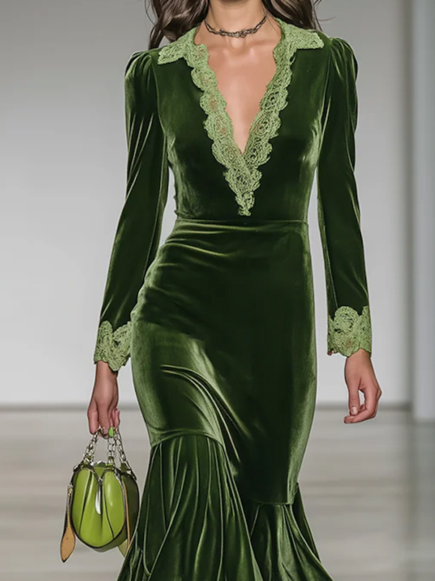 Elegant Plain V Neck Dress