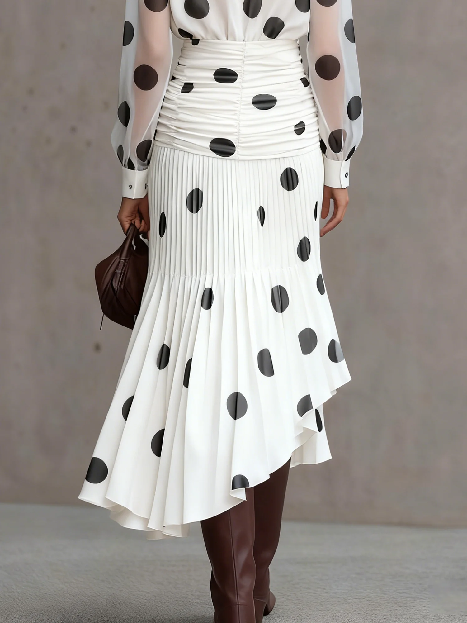Urban Polka Dots Midi Skirt