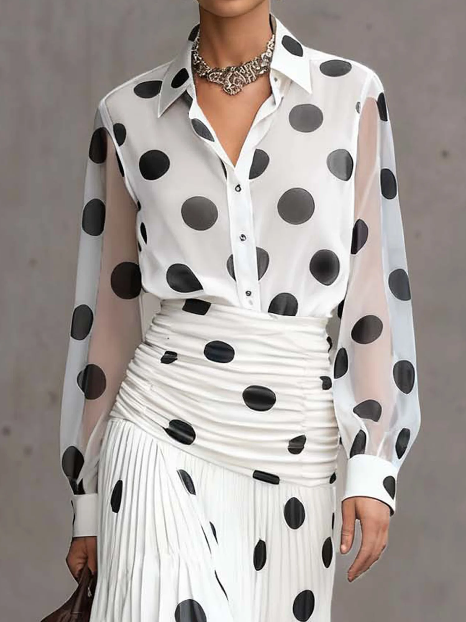 Urban Polka Dots Shirt Collar Shirt
