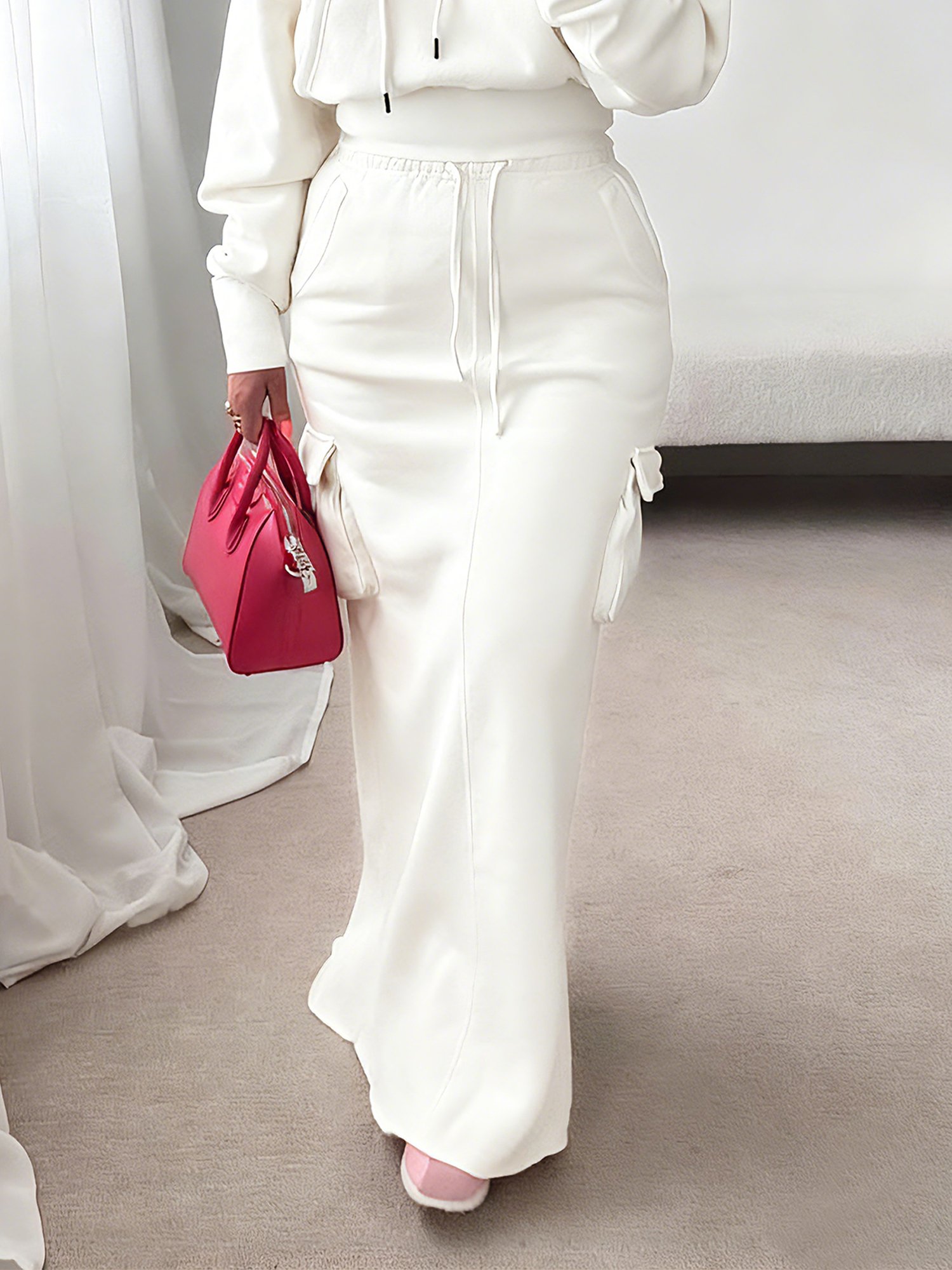 Casual Pockets Plain Maxi Skirt