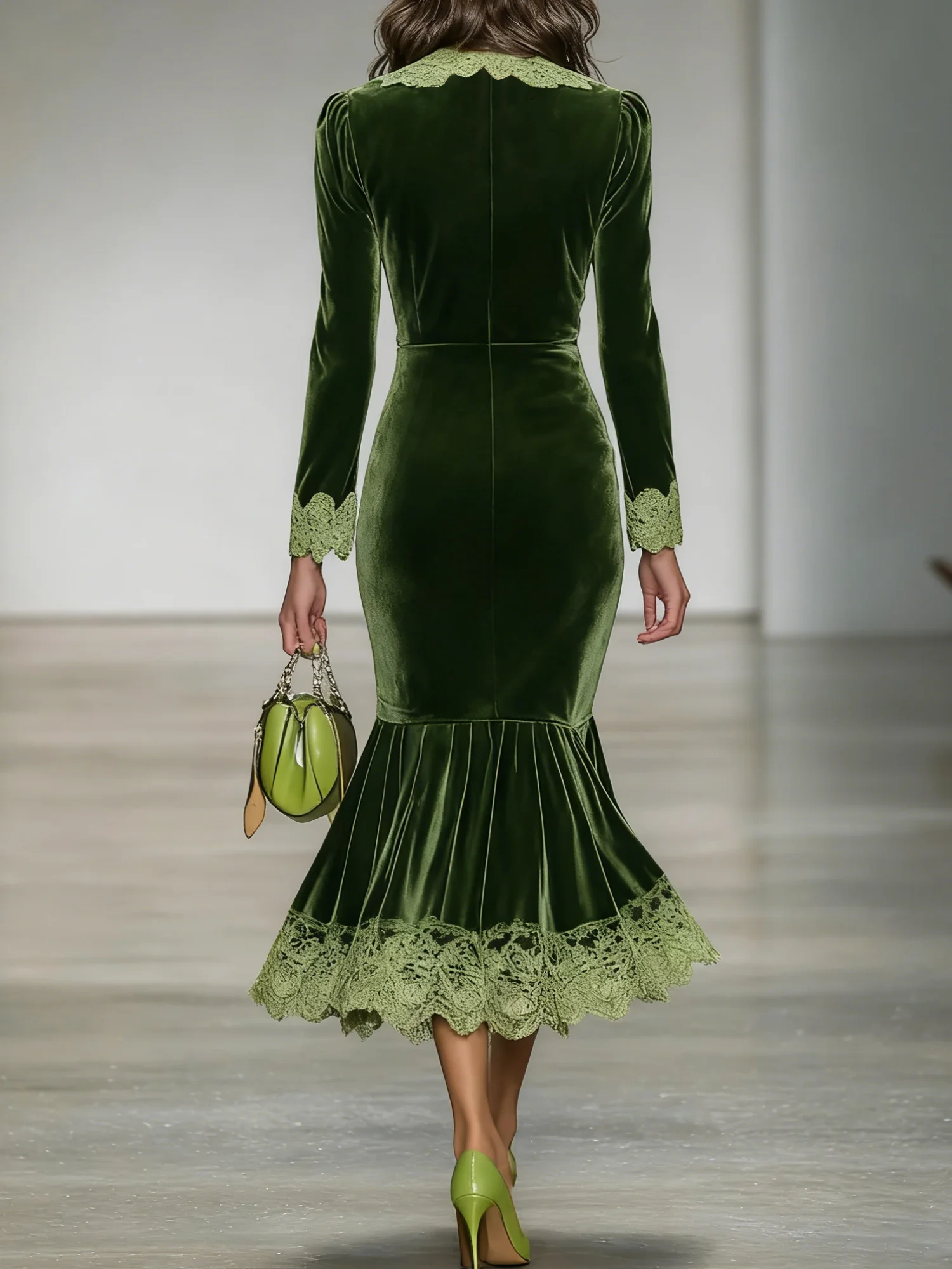 Elegant Plain V Neck Dress