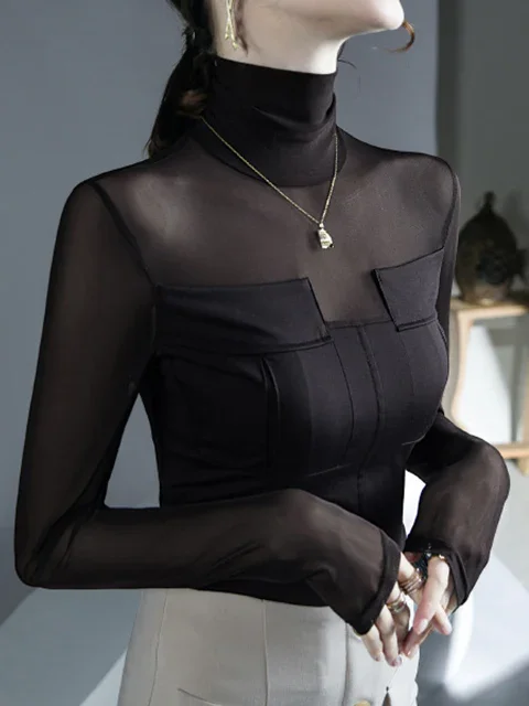 Knitted Urban Plain Split Joint T-shirt