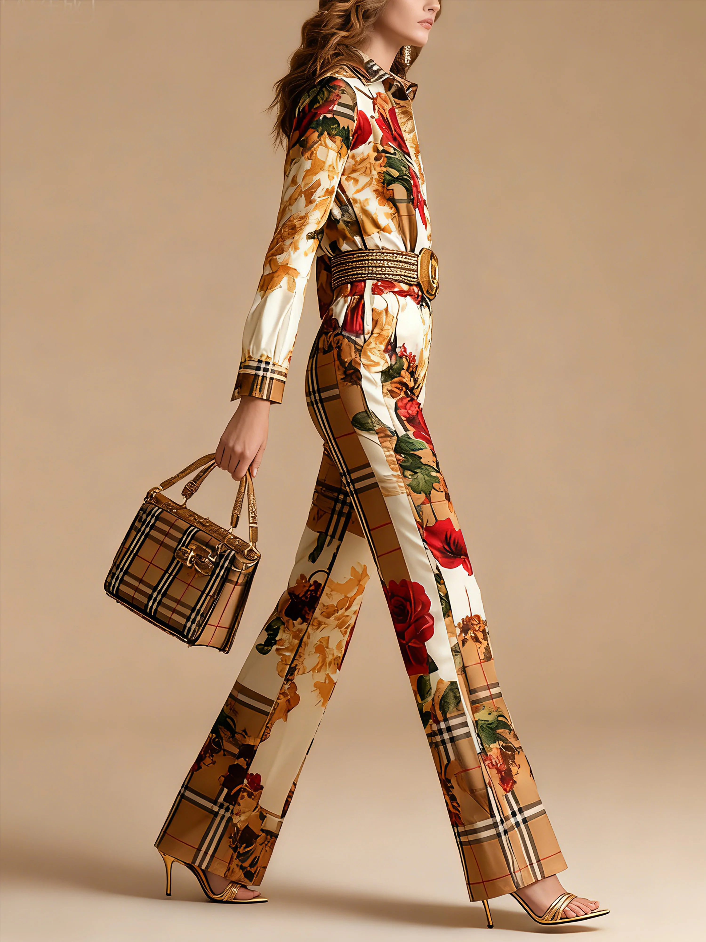 Urban Geometric Printing Straight Pants  No Belt