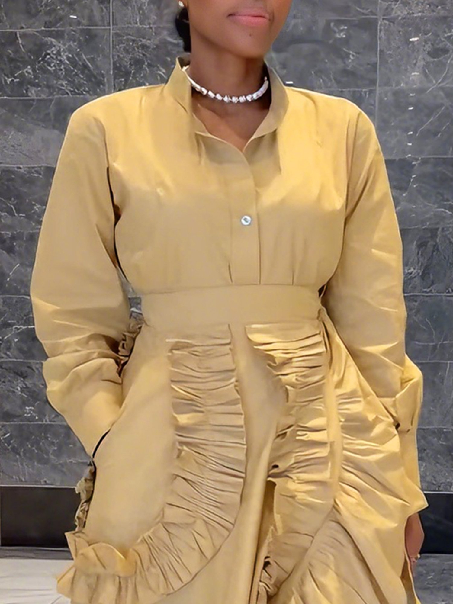 Cotton Elegant Plain Shirt Collar Shirt