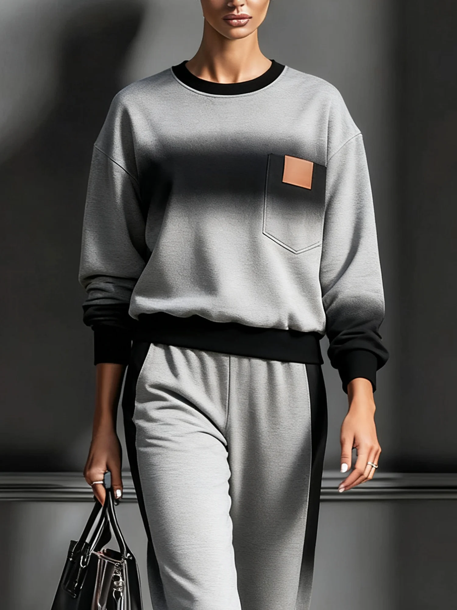 Casual Gradient Pattern Printing Crew Neck Sweatshirt