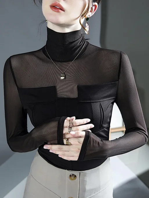 Knitted Urban Plain Split Joint T-shirt