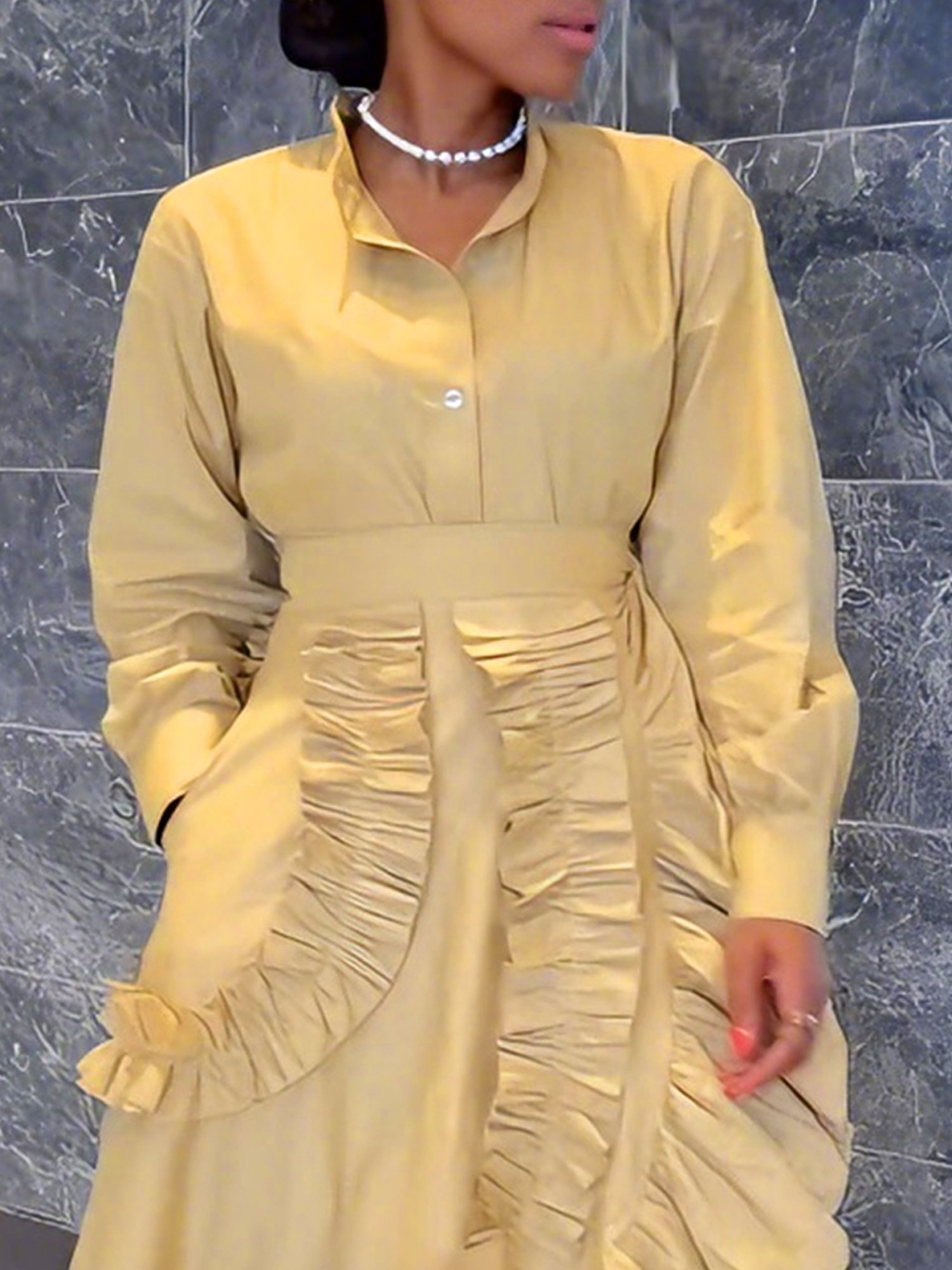 Cotton Elegant Plain Shirt Collar Shirt