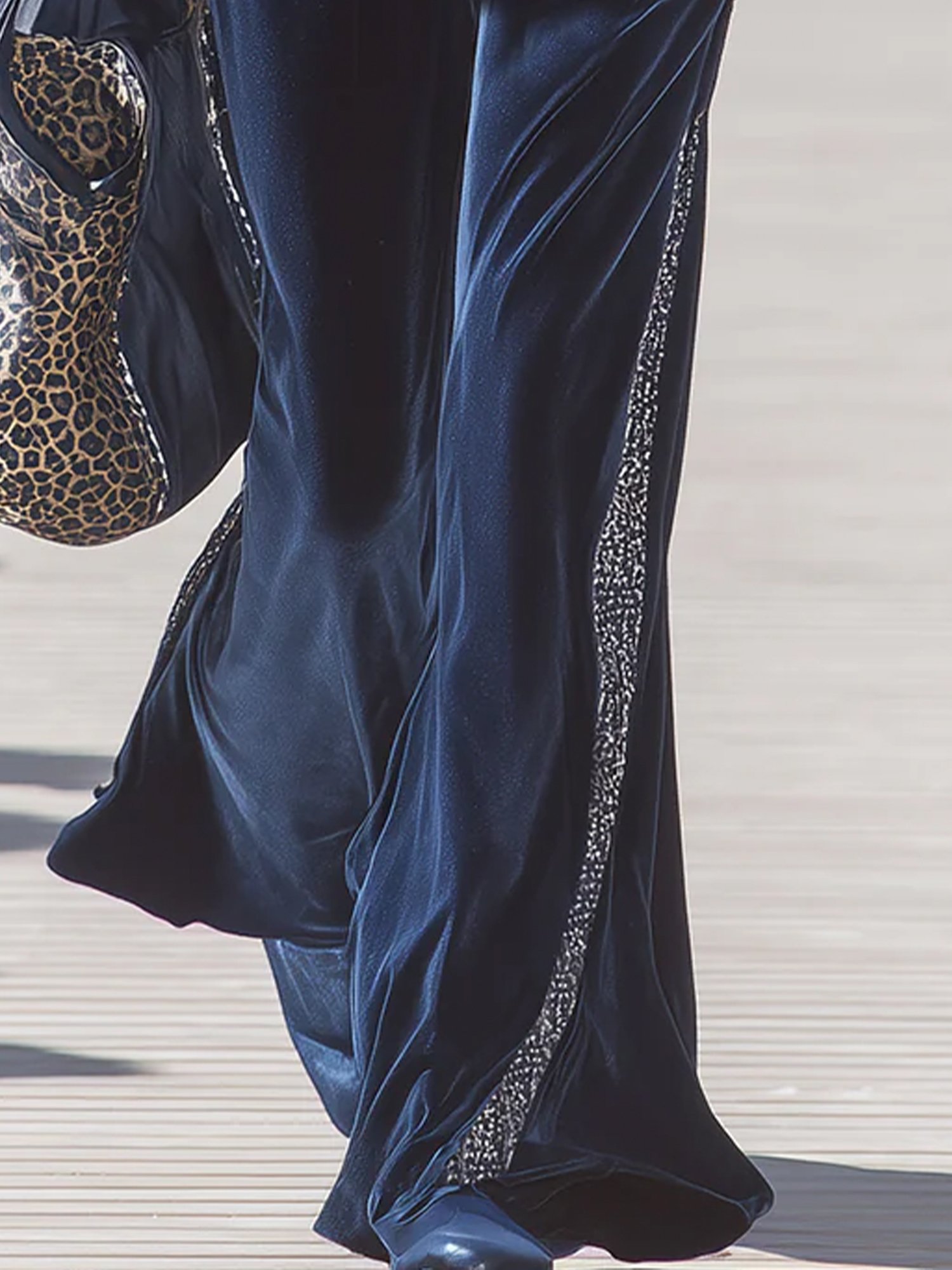 Casual Leopard Split Joint Wide Leg Pants