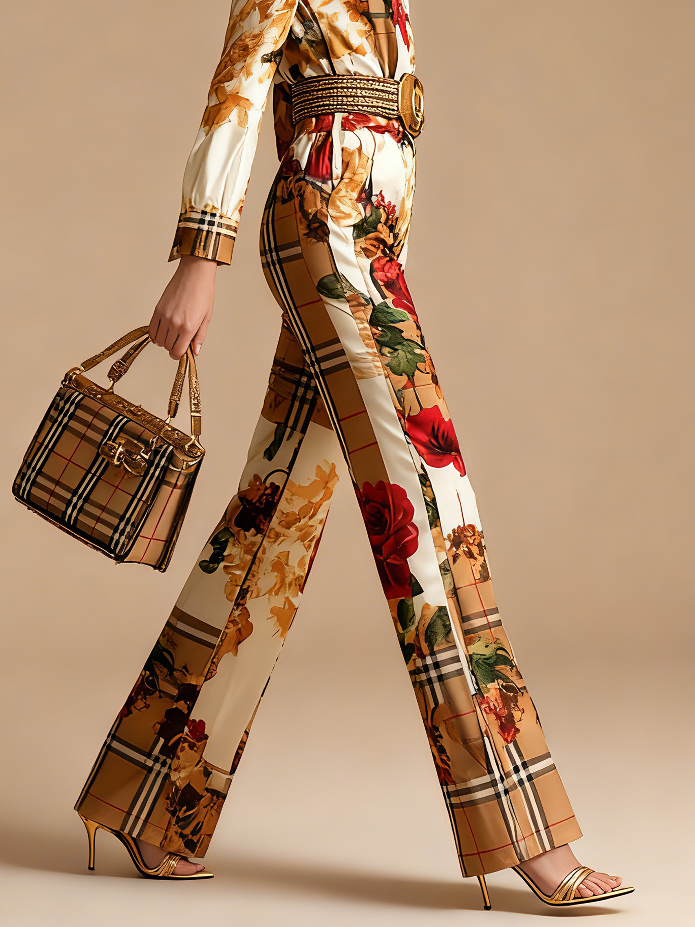Urban Geometric Printing Straight Pants  No Belt