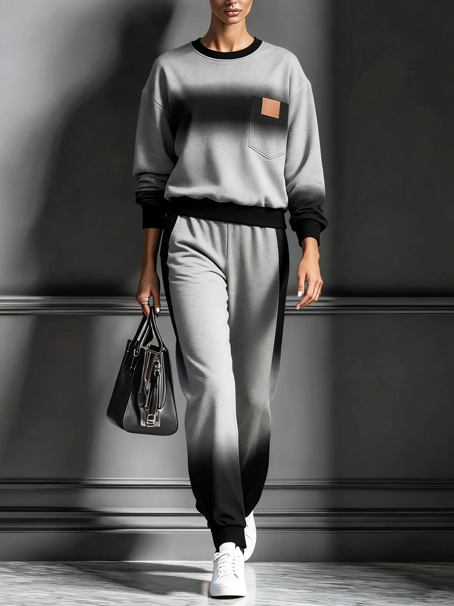 Casual Gradient Pattern Printing Crew Neck Sweatshirt