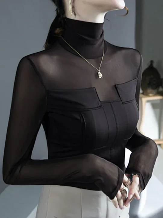 Knitted Urban Plain Split Joint T-shirt