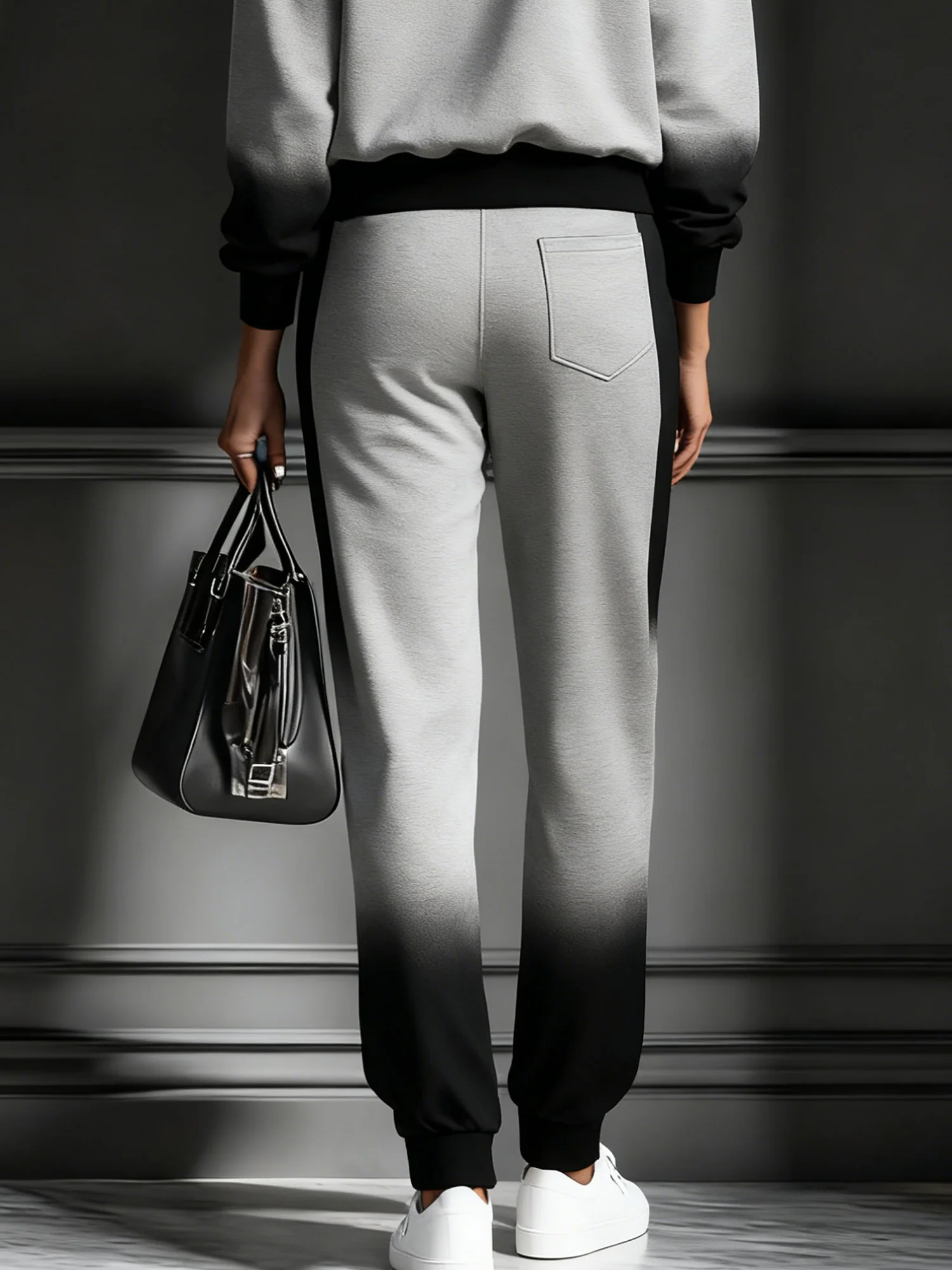 Casual Gradient Pattern Printing Ankle Banded Pants