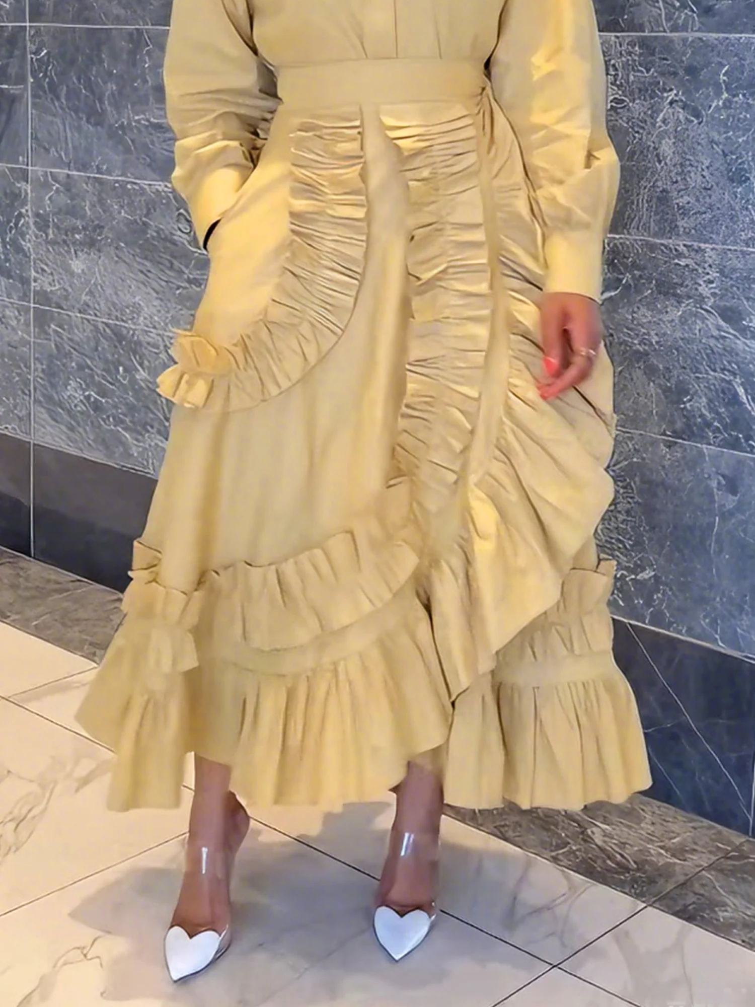 Elegant Asymmetric Plain Midi Skirt