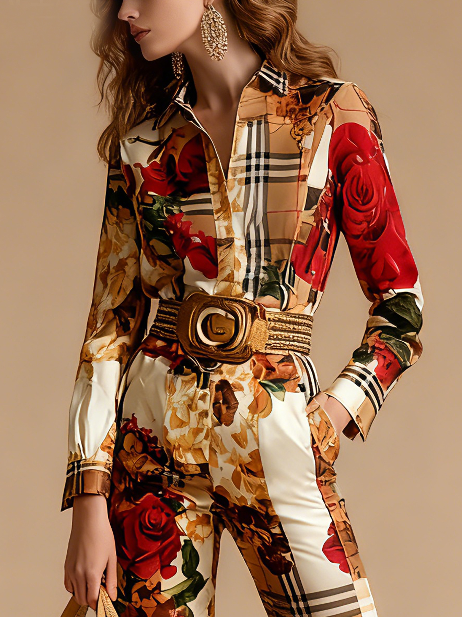 Satin Urban Floral Printing Shirt