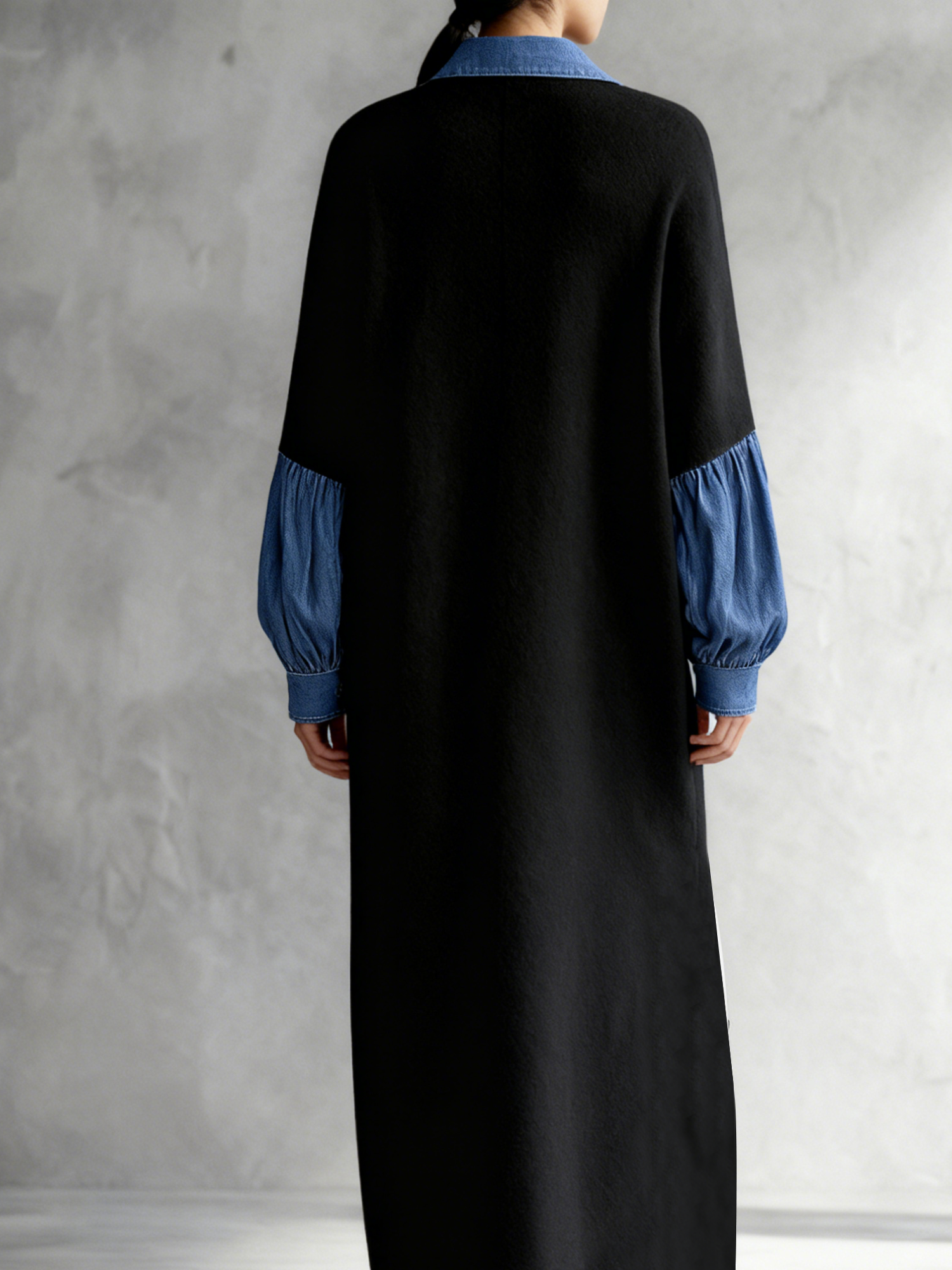 Casual Color Block Shirt Collar Maxi Dress