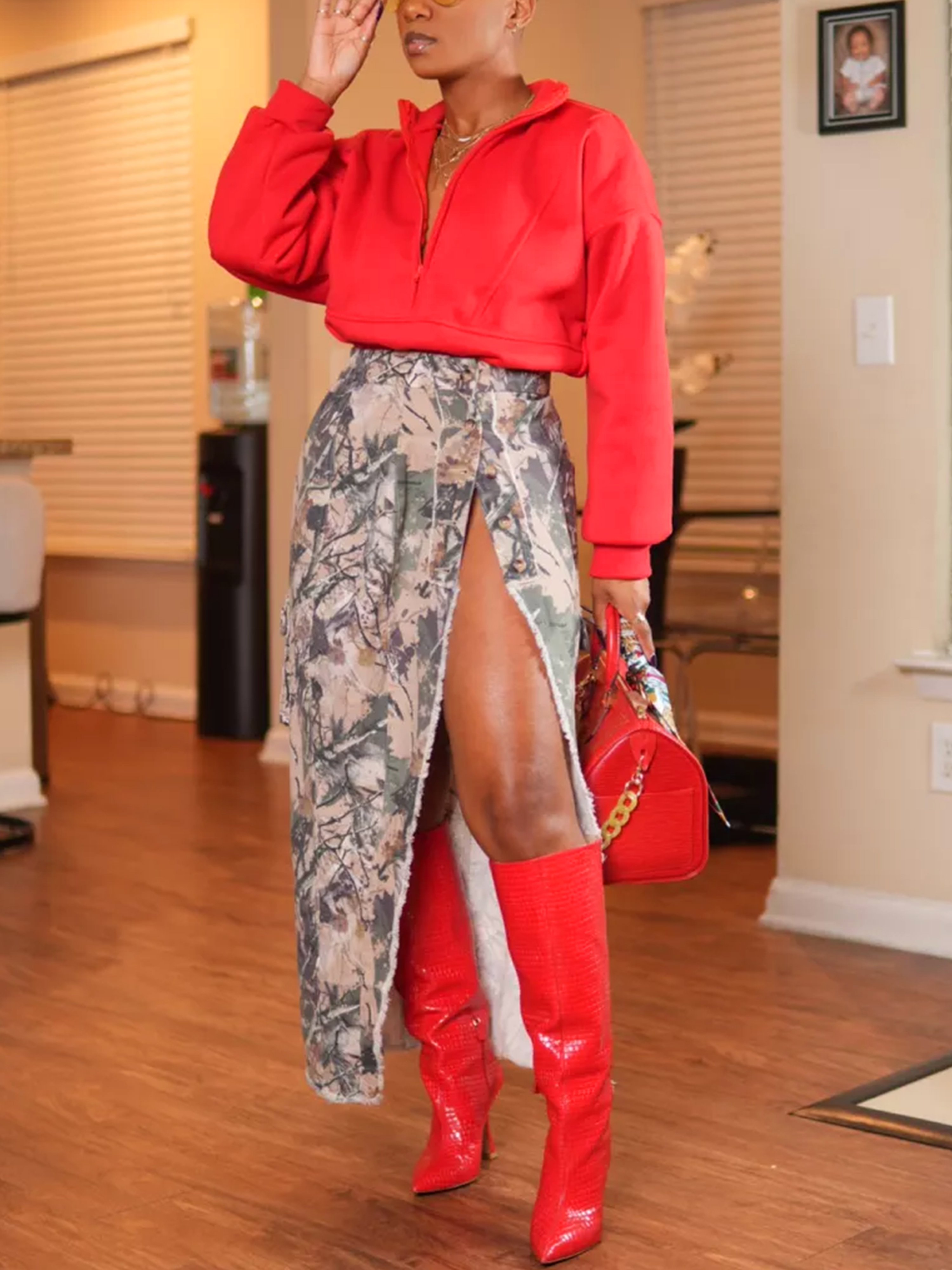 Urban Plain Zipper Mock Neck Sweatshirt