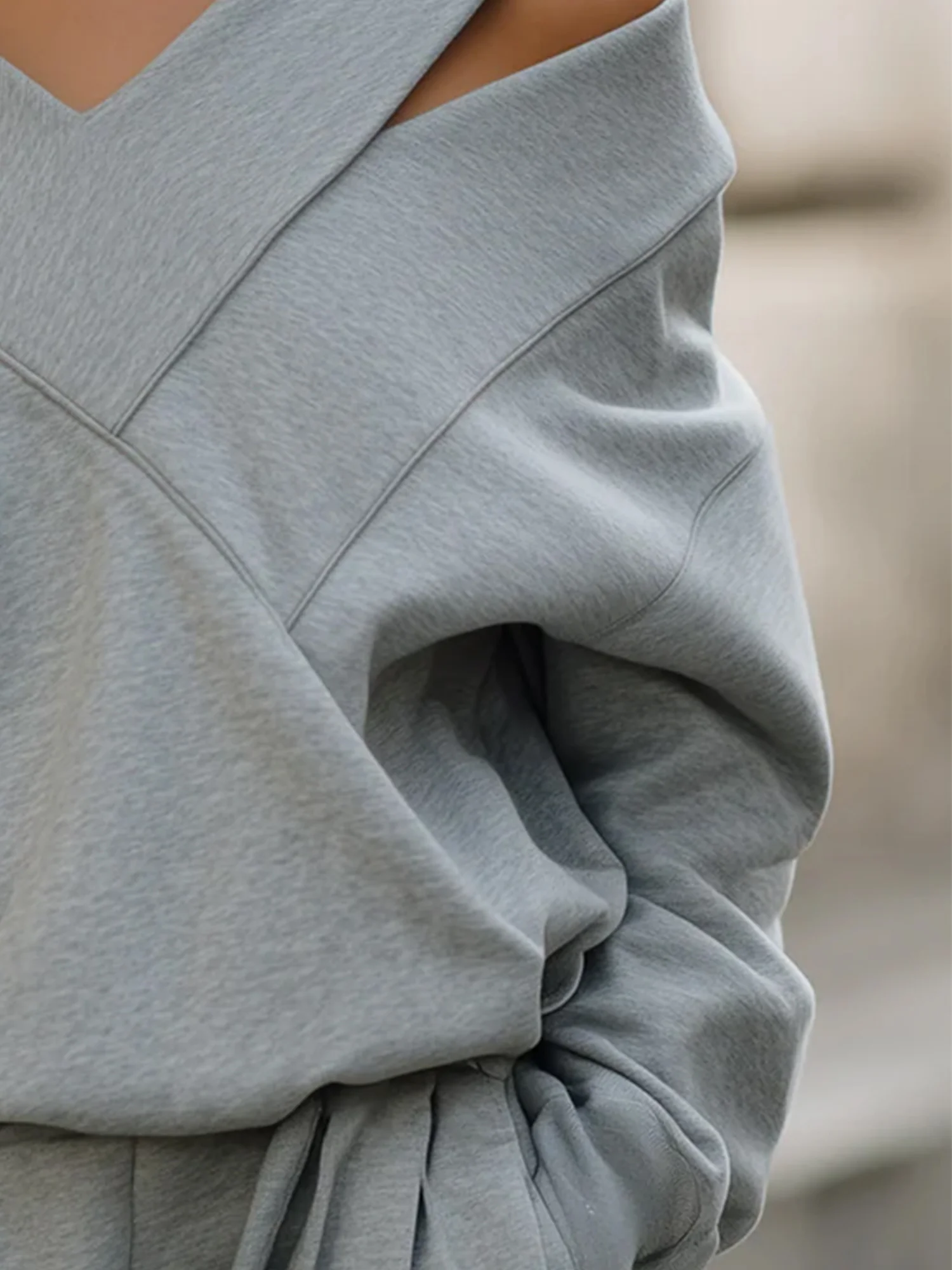 Casual Plain Asymmetrical Loosen Sweatshirt