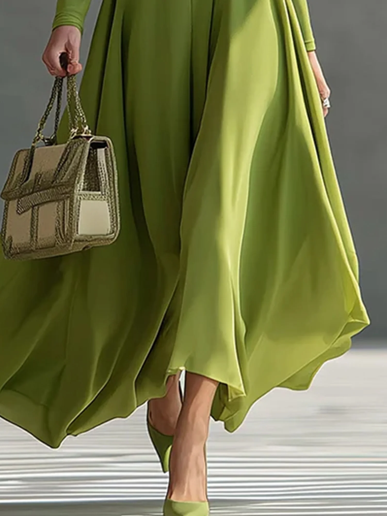 Elegant Plain Turtleneck Midi Dress