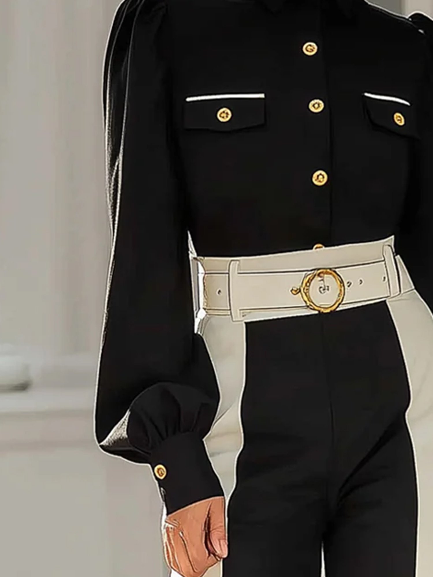 Urban Plain Buttoned Shirt Collar Shirt