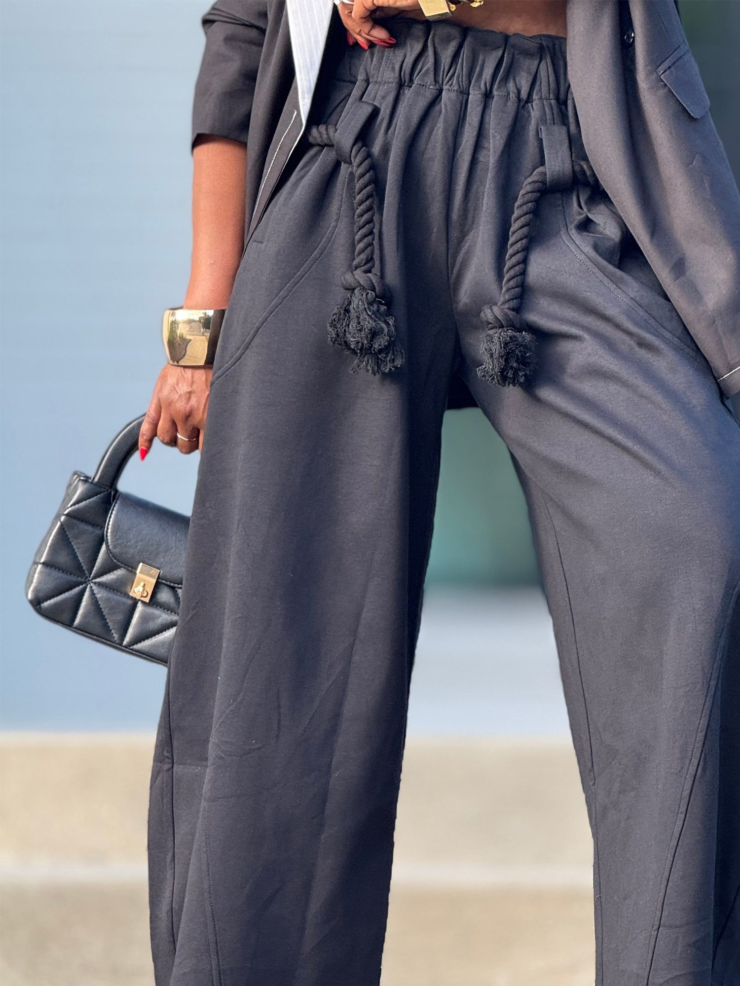 Urban Plain Fashion Pants With Belt