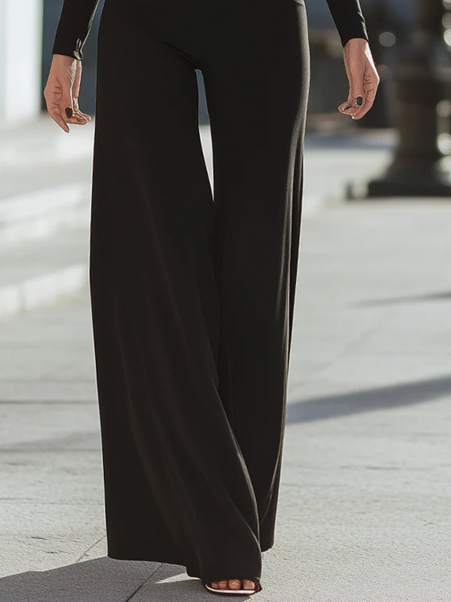 Urban Hollow Out Plain Stand Collar Jumpsuit