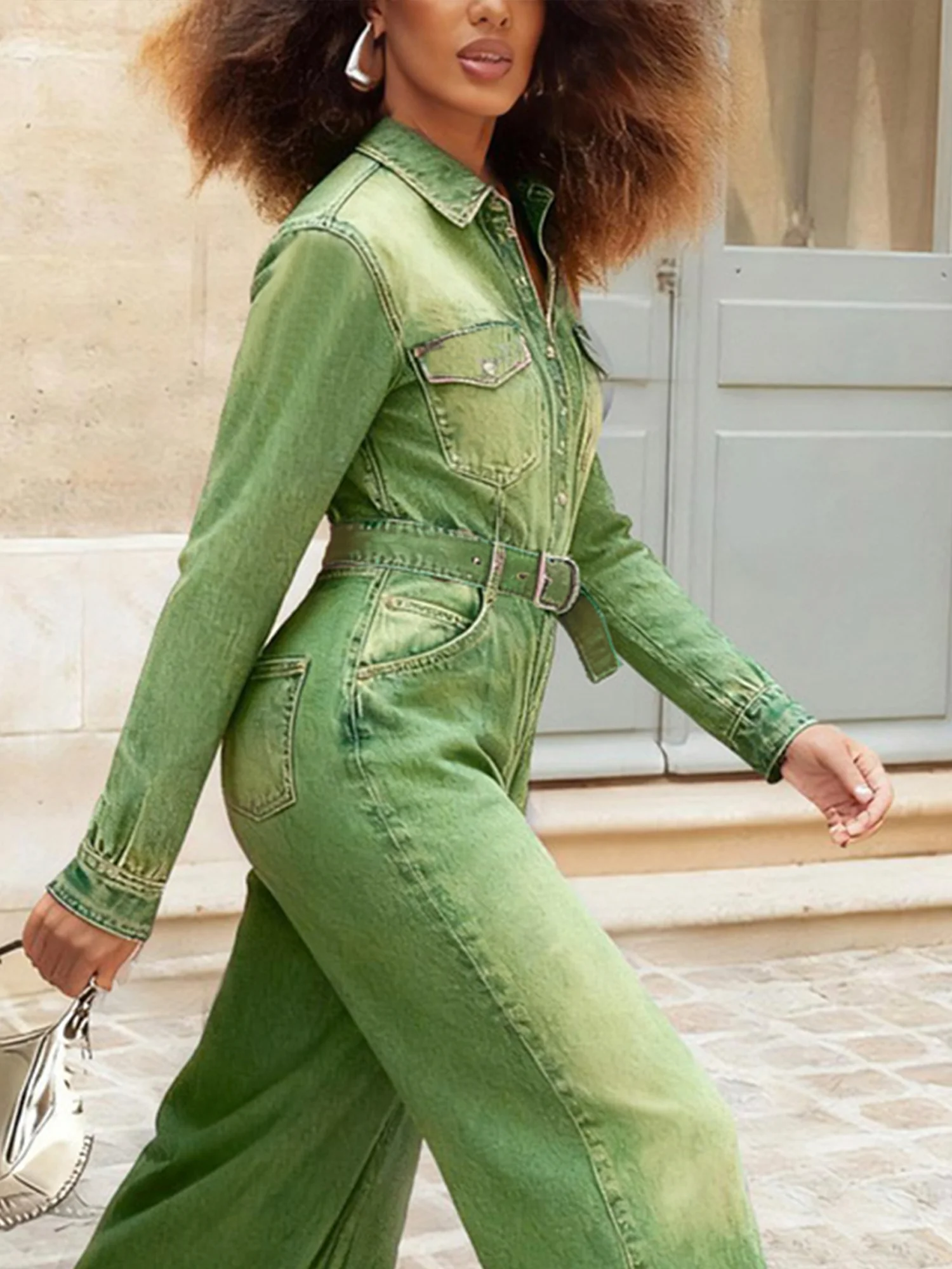 Denim Casual Plain Shirt Collar Shirt