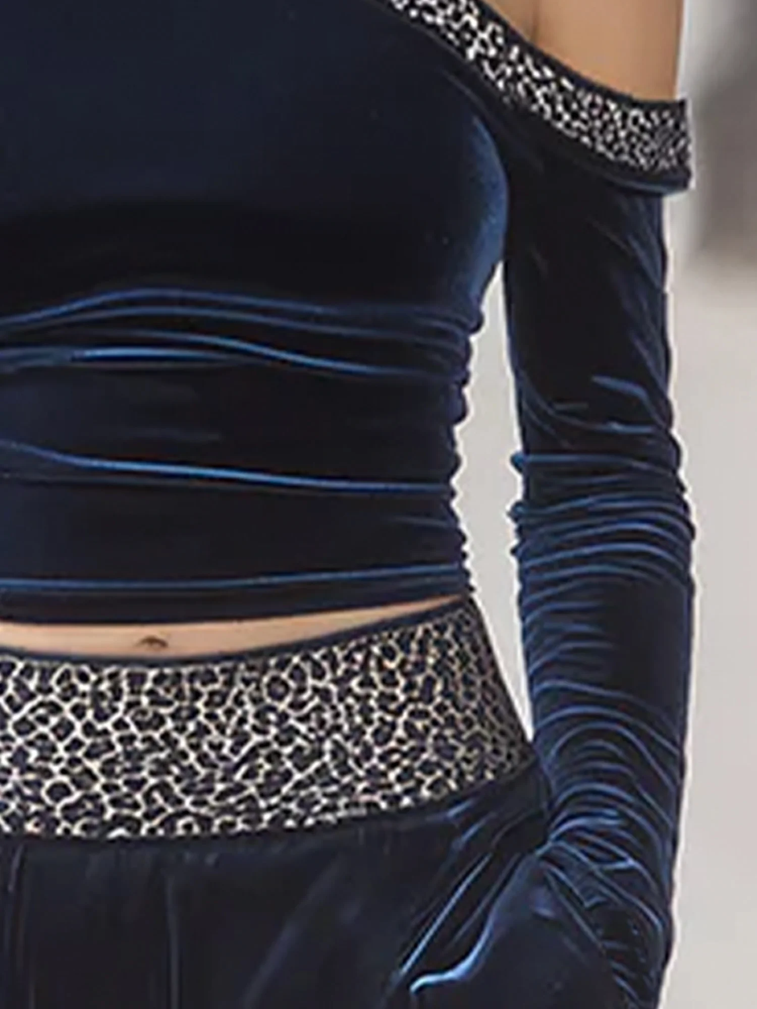 Velvet Casual Plain Asymmetrical Blouse