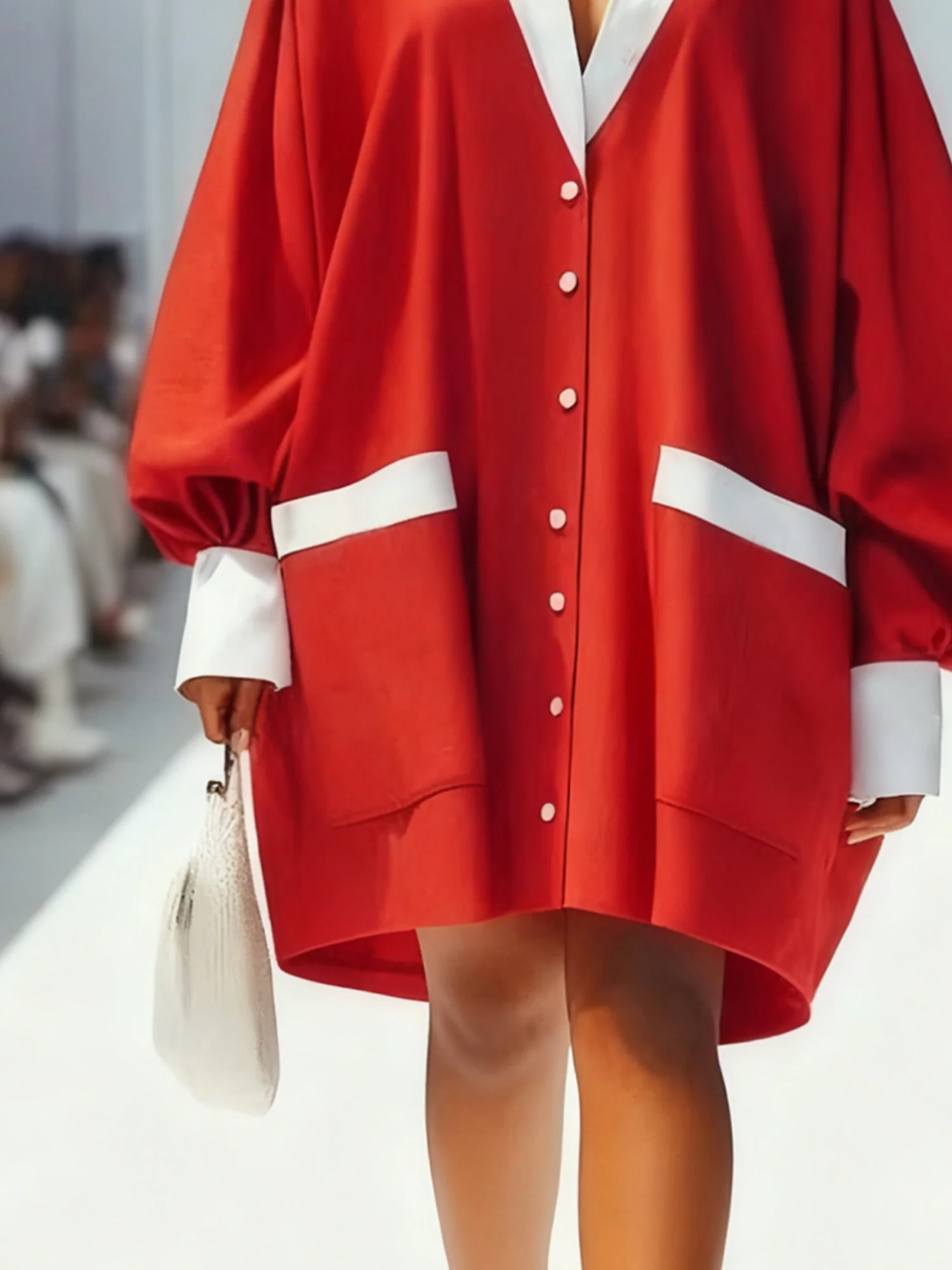 Urban Color Block  Shirt Collar Knee Length Dress