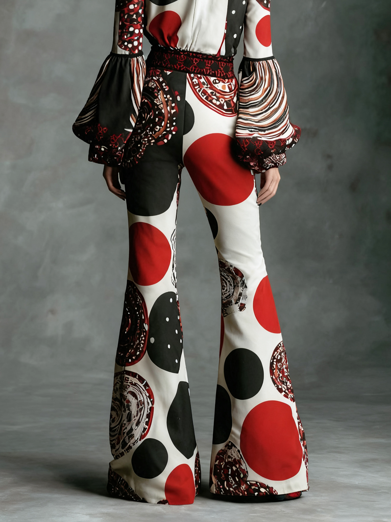 Urban Geometric Printing Flare Pants