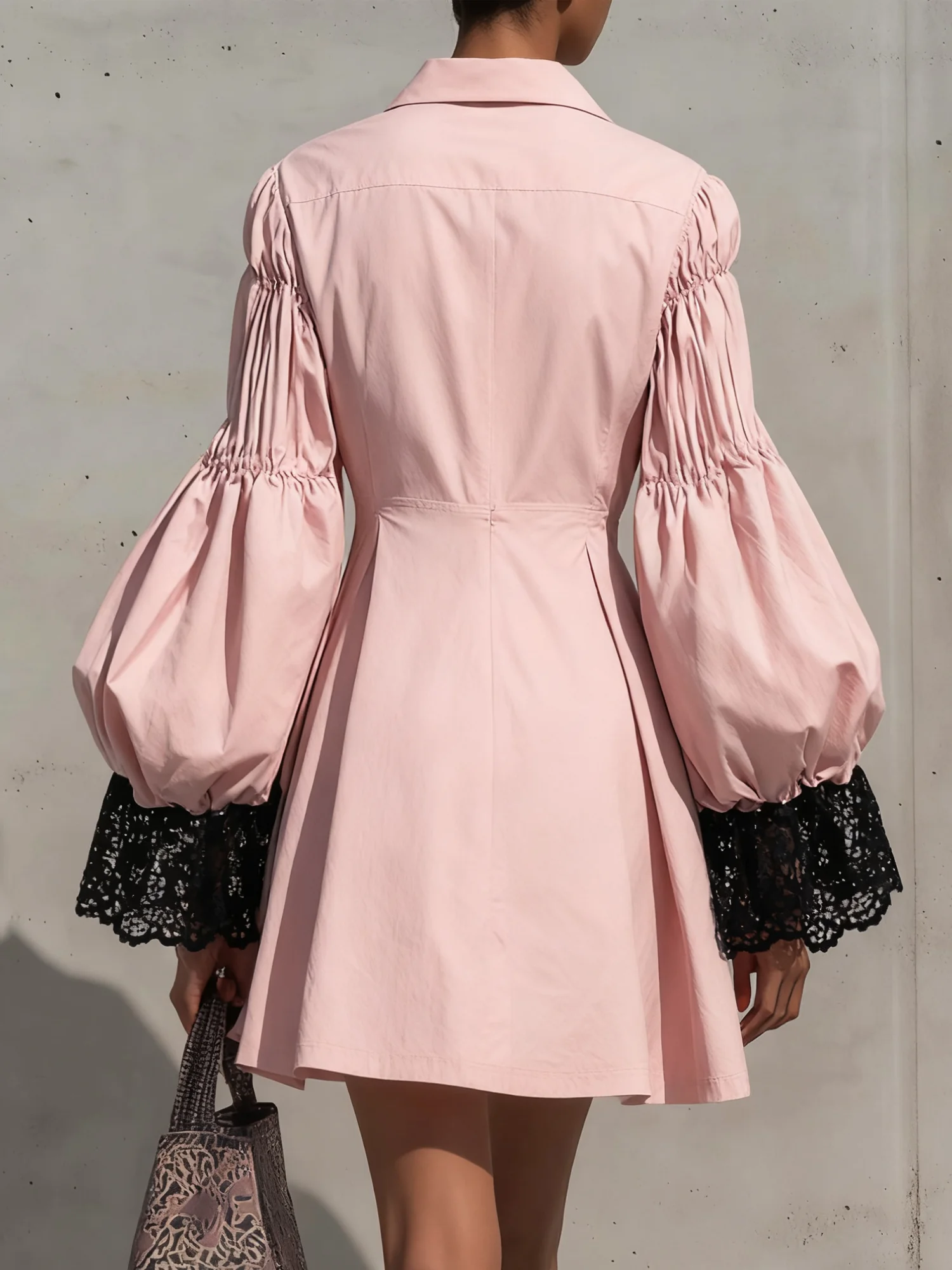 Urban Color Block Shirt Collar Mini Dress