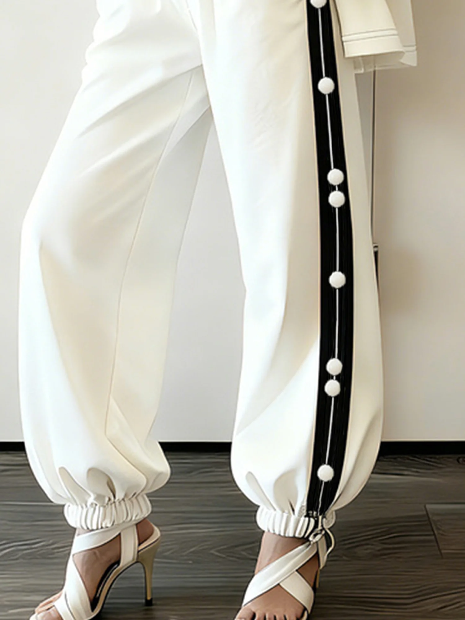 Casual Color Block Webbing Bloomers Pants