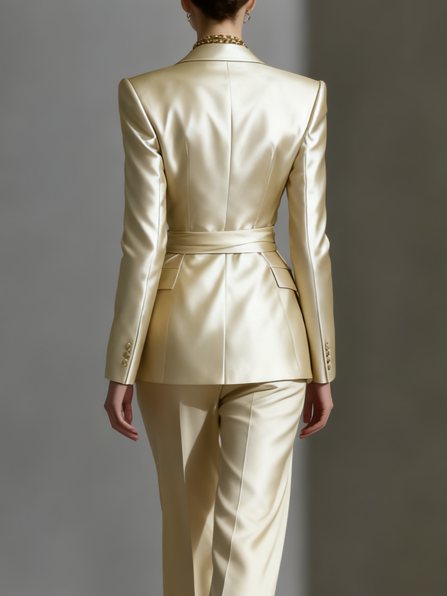 Urban Plain Blazer With Belt