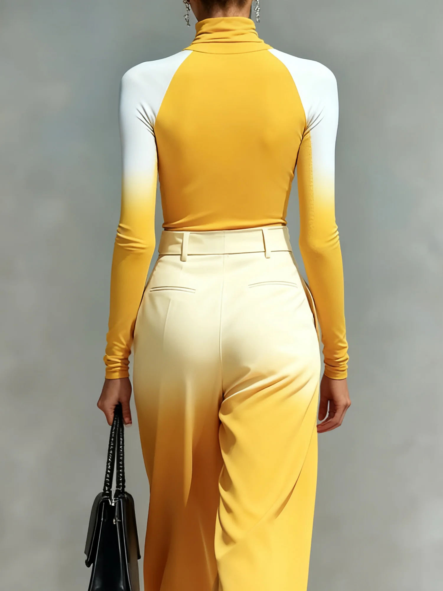 Urban Gradient Pattern Mock Neck T-shirt