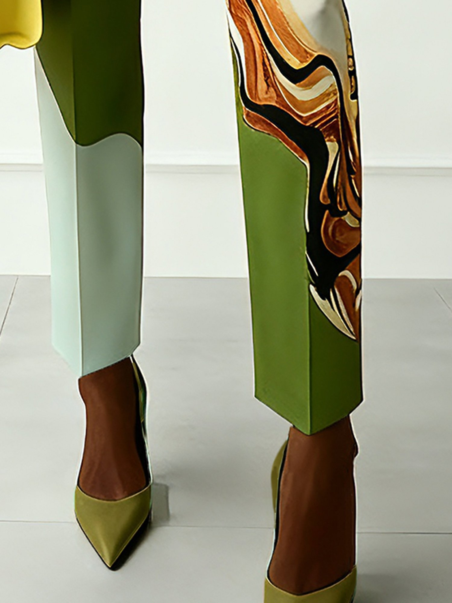 Elegant Random Print Printing Fashion Pants