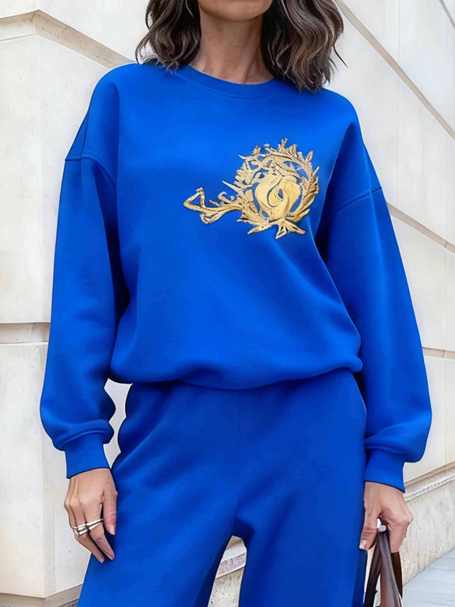 Casual Plain Crew Neck Raglan Sleeves Hoodie