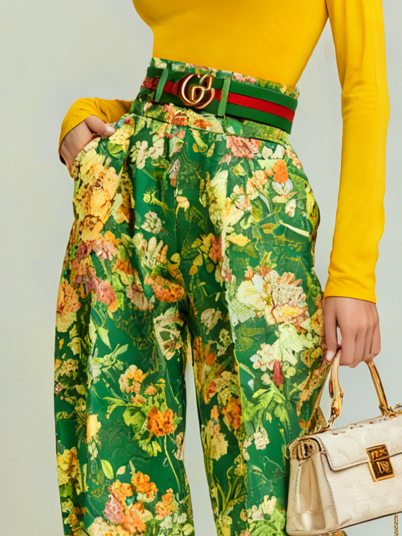 Urban Floral Straight Pants No Belt