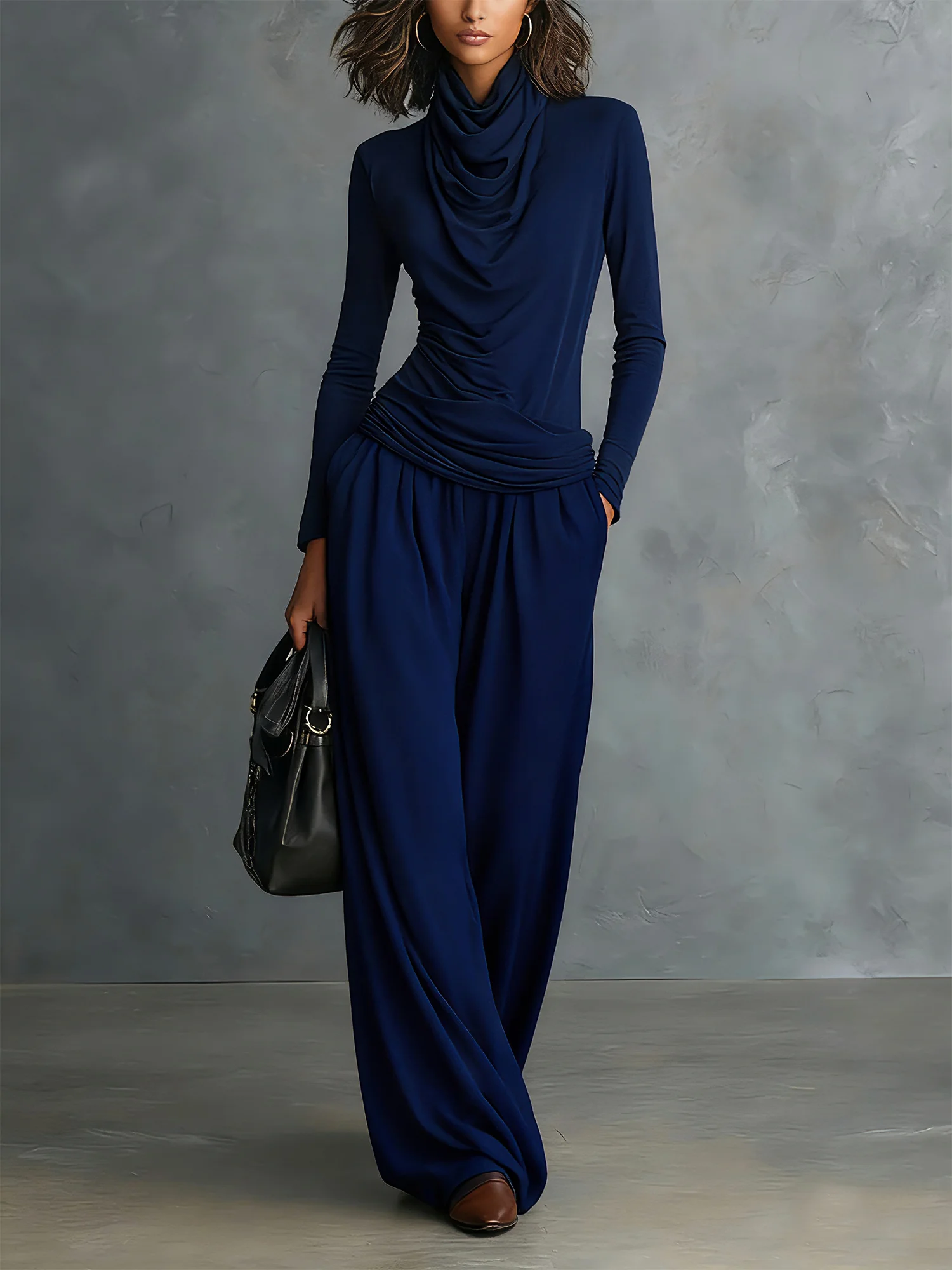 Casual Plain Wide Leg Pants