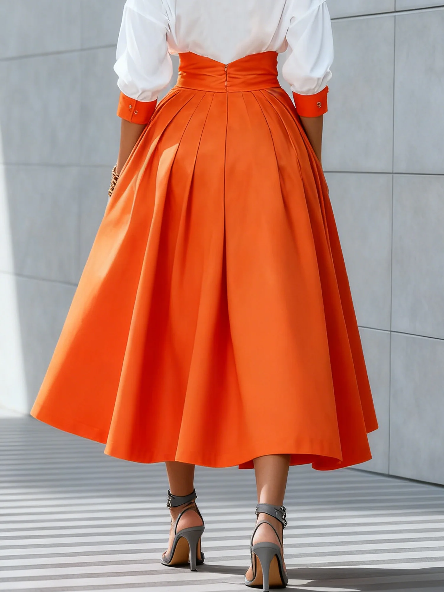 Elegant Plain Midi Skirt