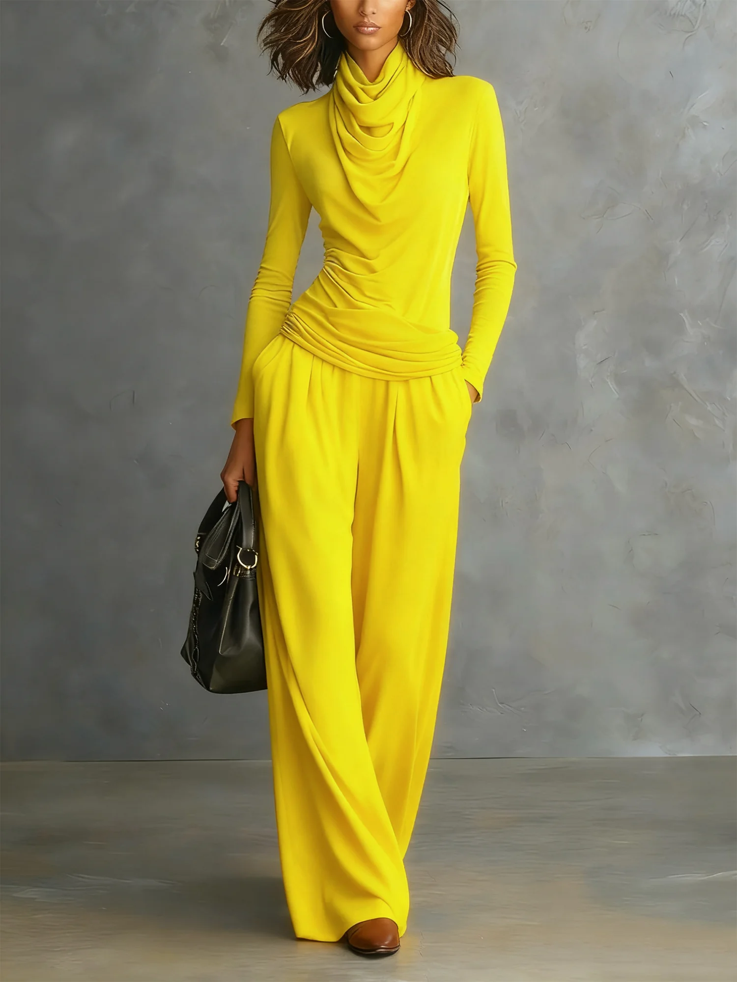 Casual Plain Wide Leg Pants