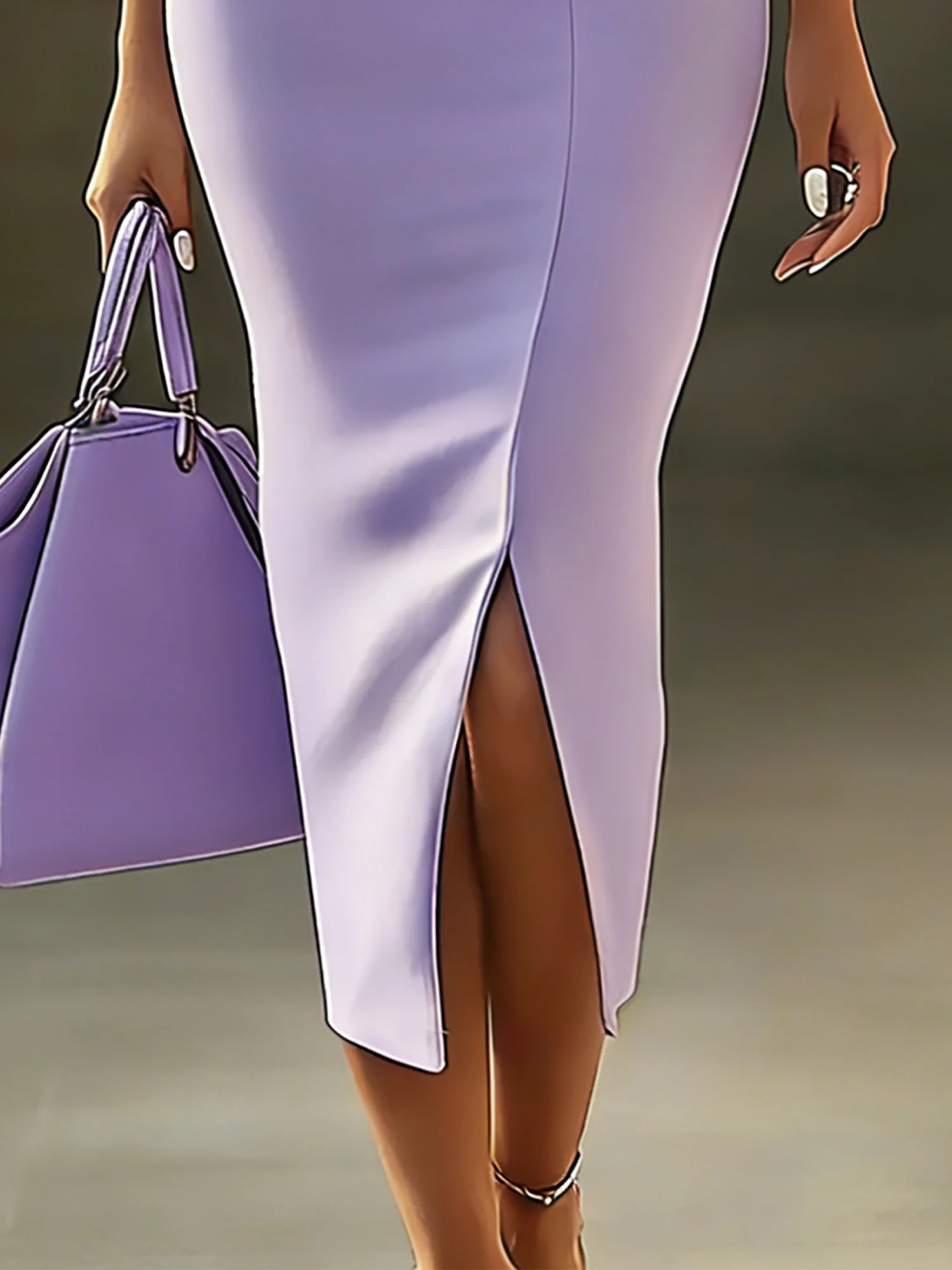 Elegant Plain Cold Shoulder Midi Dress With 3D Floral Brooch