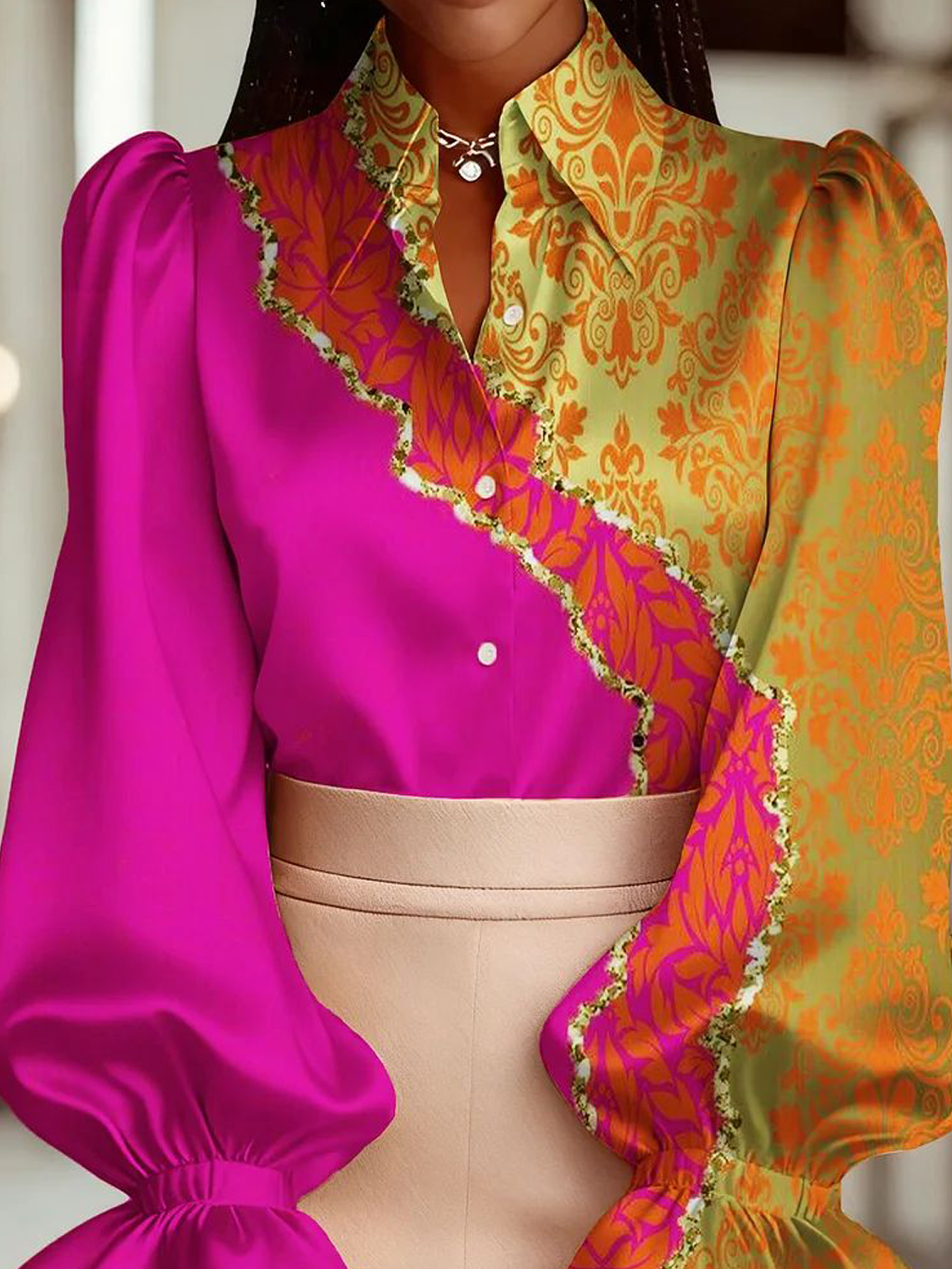 Urban Random Print Shirt Collar Shirt