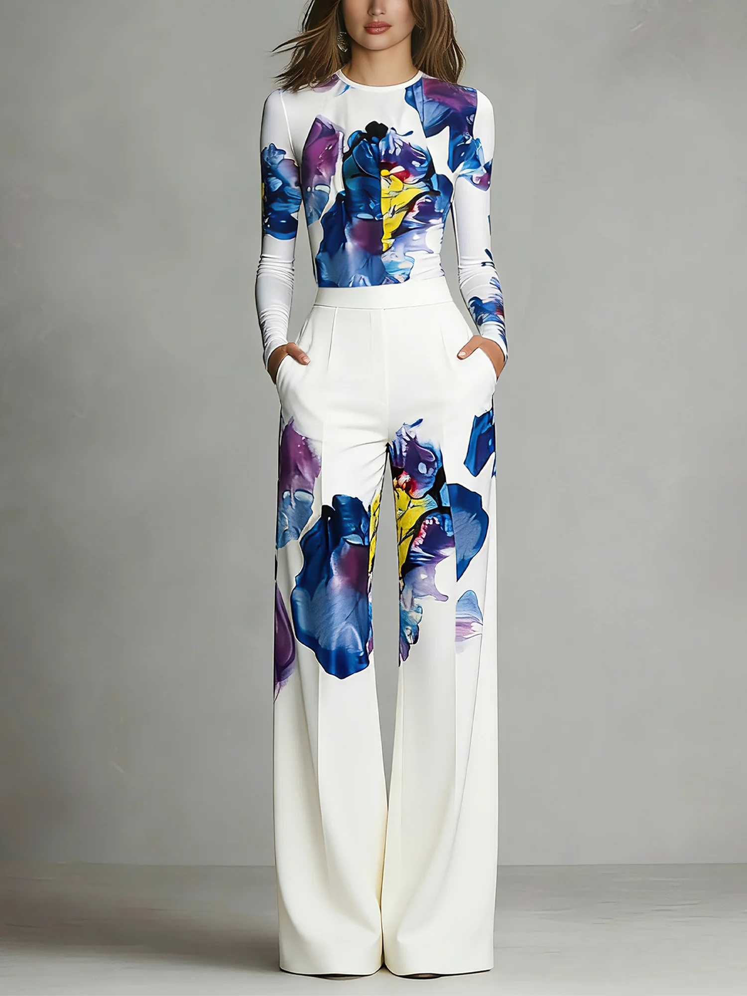 Urban Random Print Printing Crew Neck T-shirt