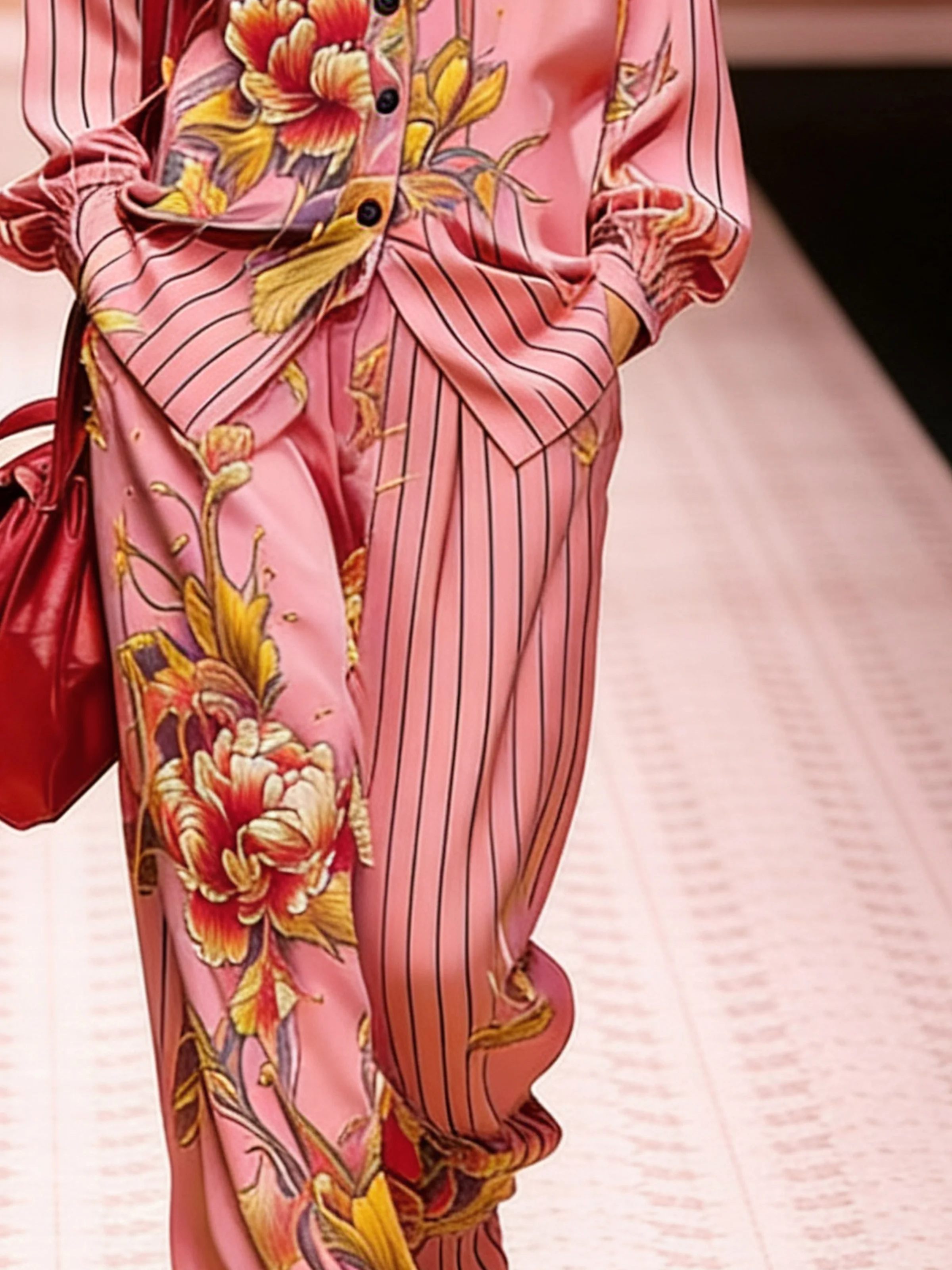 Casual Floral Straight Pants